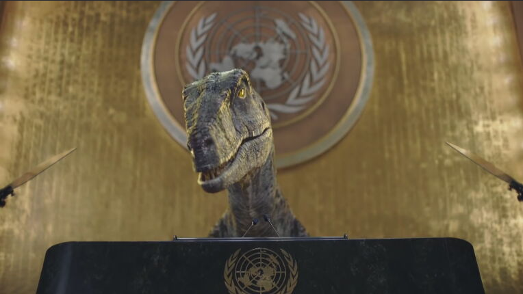 ONU divulga vídeo com dinossauro alertando sobre mudanças climáticas
