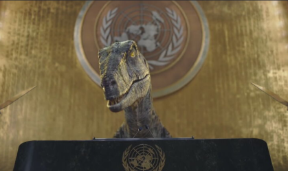 ONU divulga vídeo com dinossauro alertando sobre mudanças climáticas
