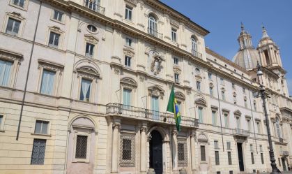 A fachada do palácio Pamphilj, no centro de Roma, que abriga a embaixada brasileira