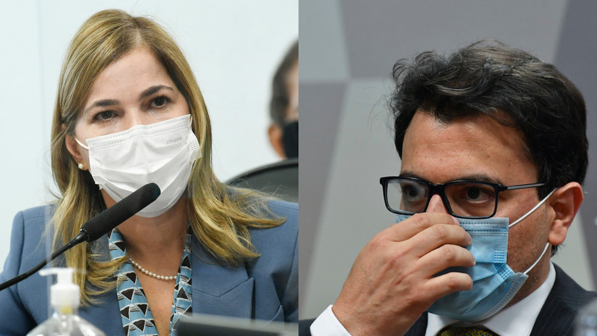 Mayra Pinheiro e Otávio Fakhoury ao depor na CPI