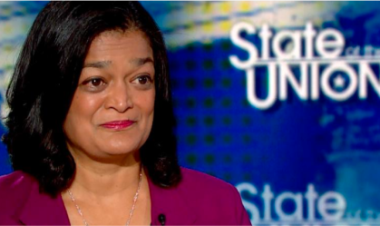 A congressista Pramila Jayapal nasceu na Índia e veio para os Estados Unidos para estudar na Universidade de Georgetown