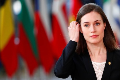 Primeira-ministra da Finlândia, Sanna Marin, durante encontro da União Europeia em Bruxelas