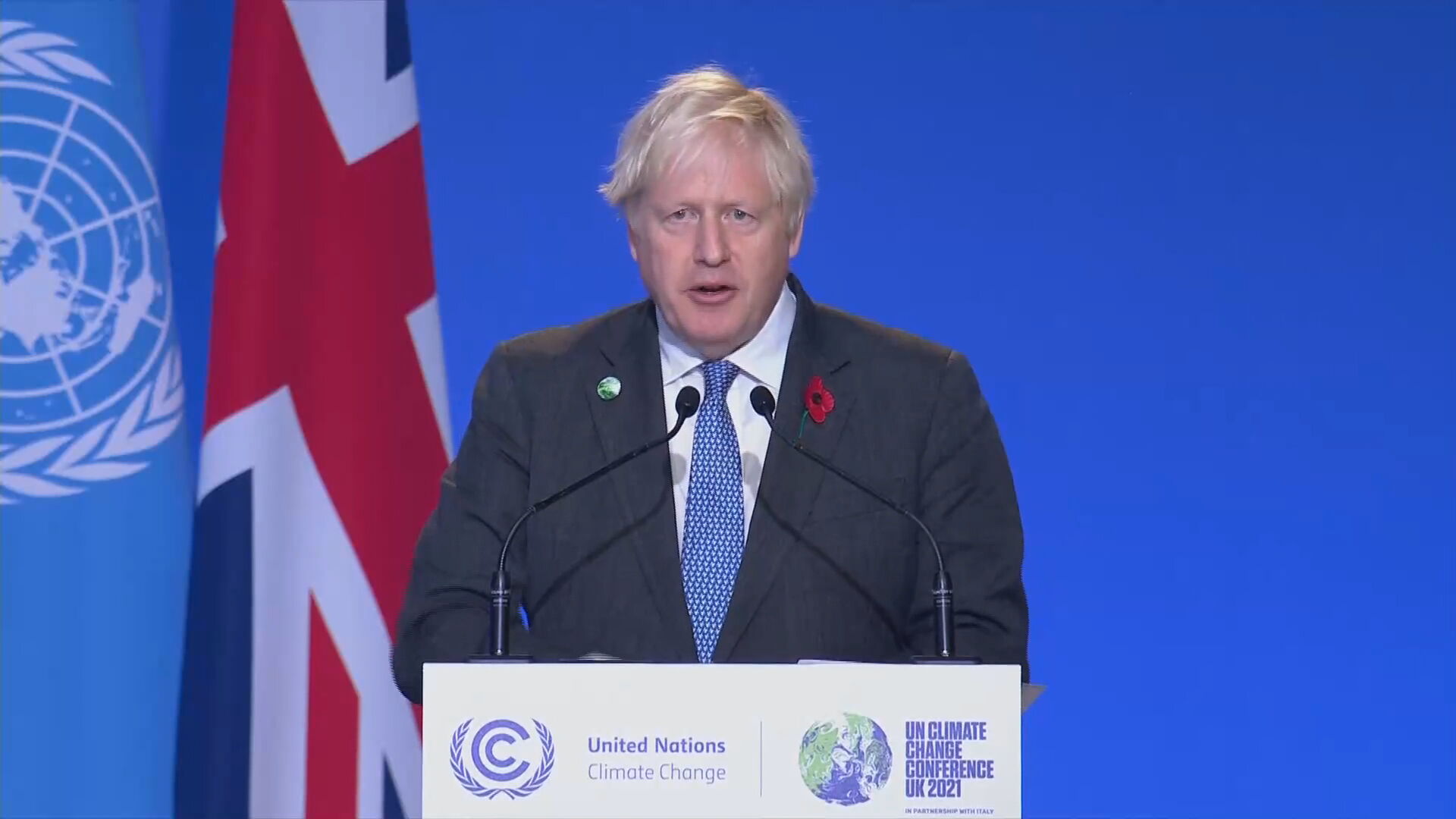 Primeiro-ministro do Reino Unido, Boris Johnson, na COP26