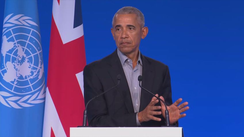 Ex-presidente dos Estados Unidos Barack Obama discursa na COP26 nesta segunda-feira (8) / Reprodução/CNN Brasil (08.nov.2021)
