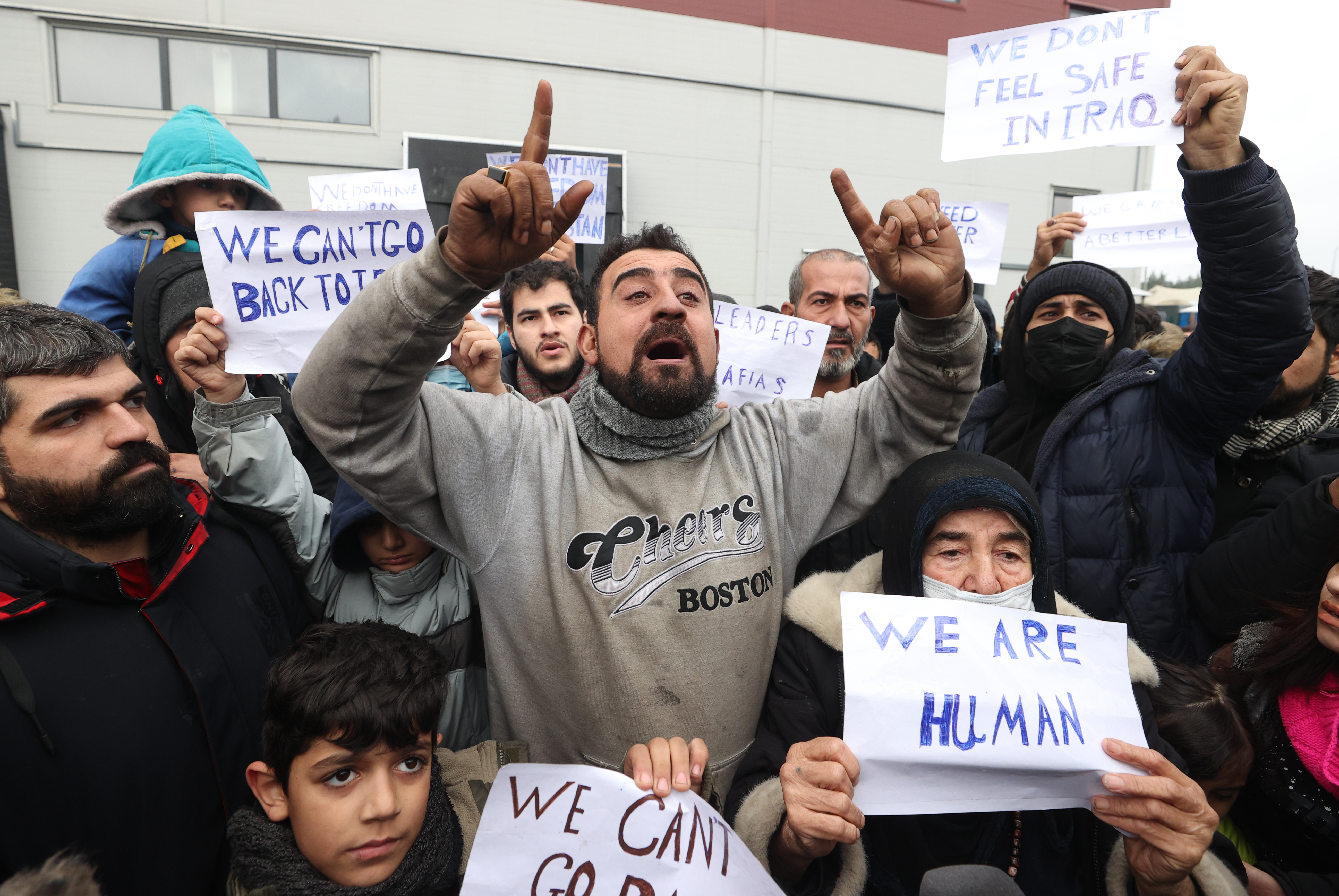 Migrants on Belarusian-Polish border