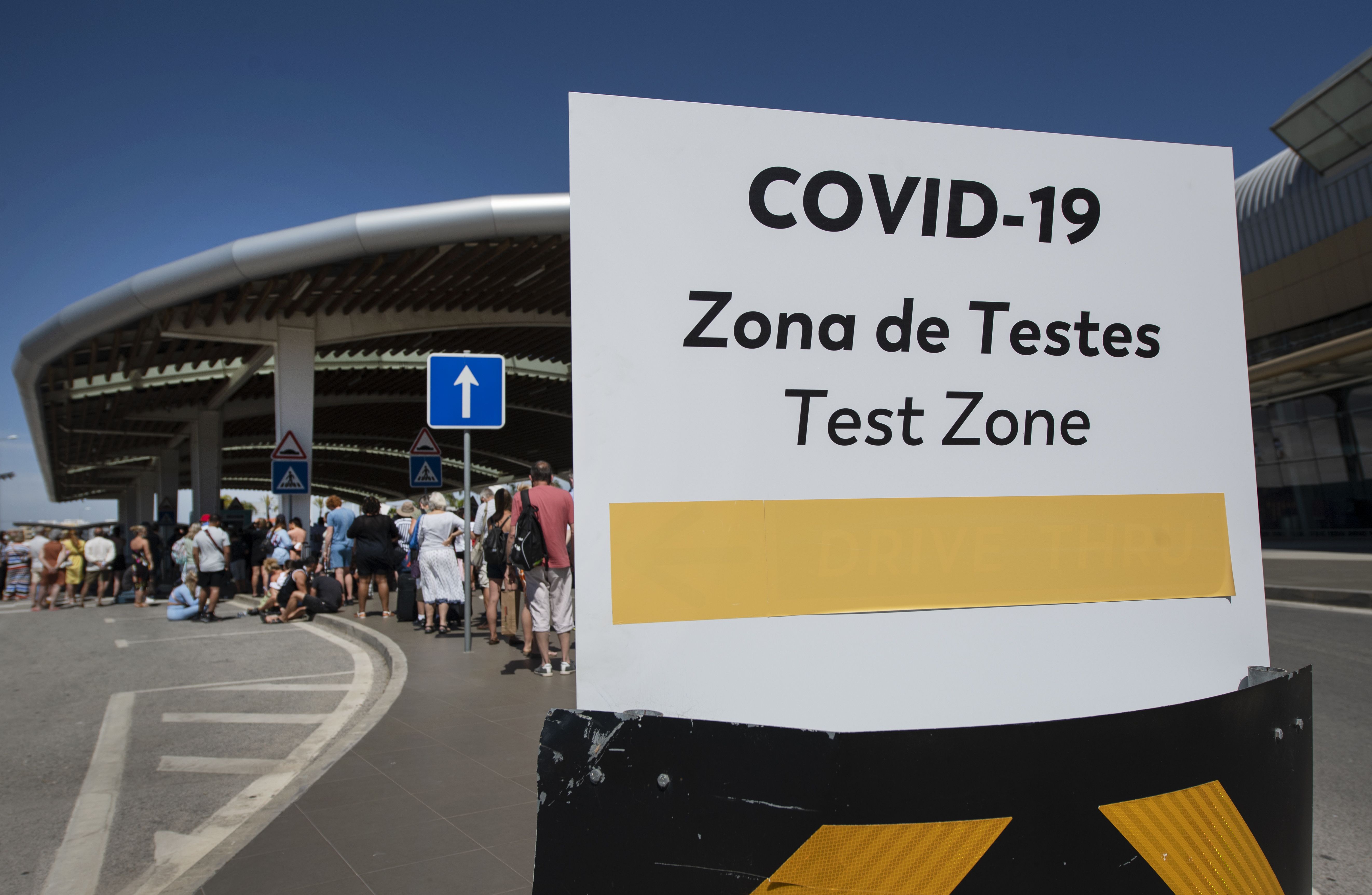 British Tourists Queue for Covid-19 Tests at Faro Airport