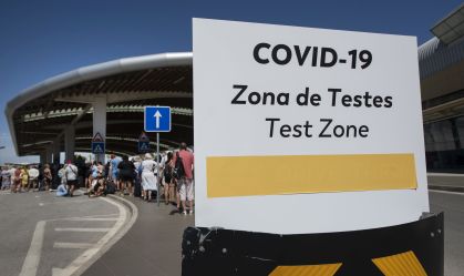 British Tourists Queue for Covid-19 Tests at Faro Airport