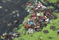 Na Índia, espuma tóxica cobre rio usado para festividades religiosas