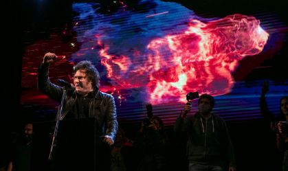 Javier Milei, candidato a deputado federal, em Buenos Aires