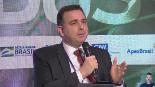 Presidente do Senado, Rodrigo Pacheco (DEM-MG), durante painel da COP26