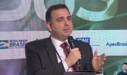 Presidente do Senado, Rodrigo Pacheco (DEM-MG), durante painel da COP26