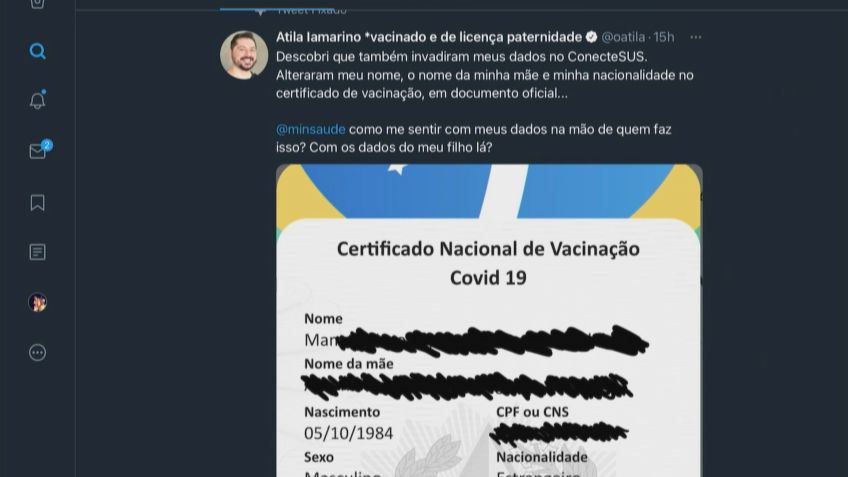 Cientista Atila Iamarino afirma que seus dados pessoais foram alterados na plataforma ConecteSUS (10.nov.2021) / CNN / Reprodução