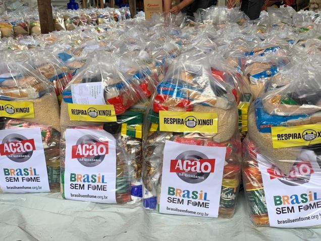 Kit de alimentos da organização Ação da Cidadania que será doado a famílias em vulnerabilidade / Foto: Ação da Cidadania