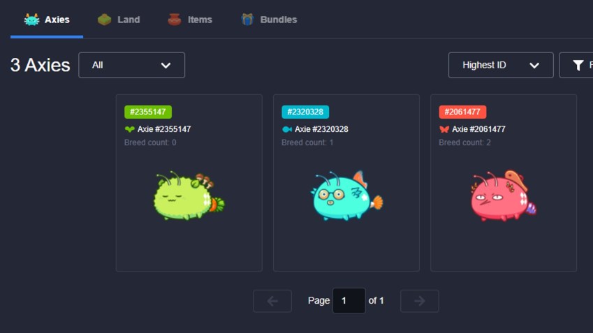 Time de axies de Thiago Seiji / Arquivo pessoal