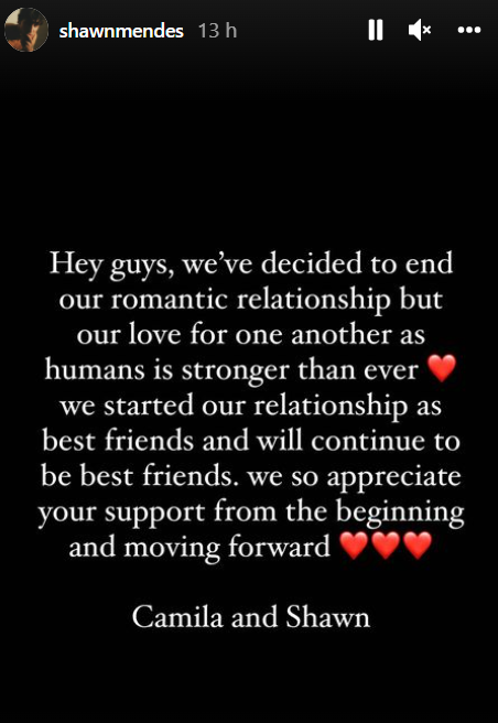 "Nosso amor um pelo outro como pessoas está mais forte do que nunca", disse o casal nas redes sociais / Reprodução/Instagram