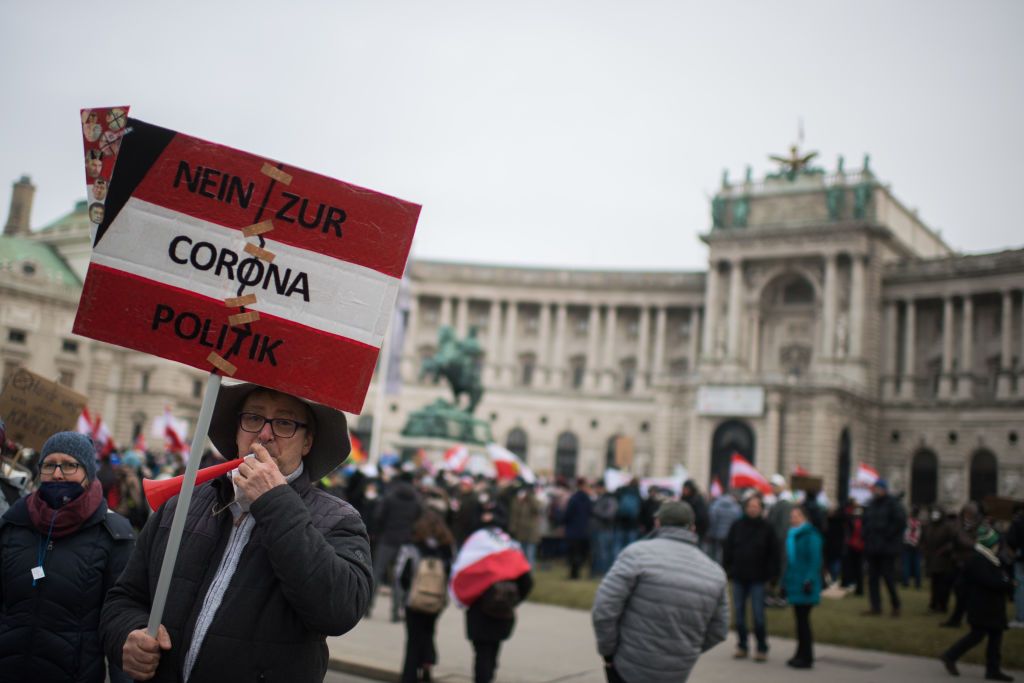 Anti-Lockdown And Anti-Vaccination Protesters March In Vienna