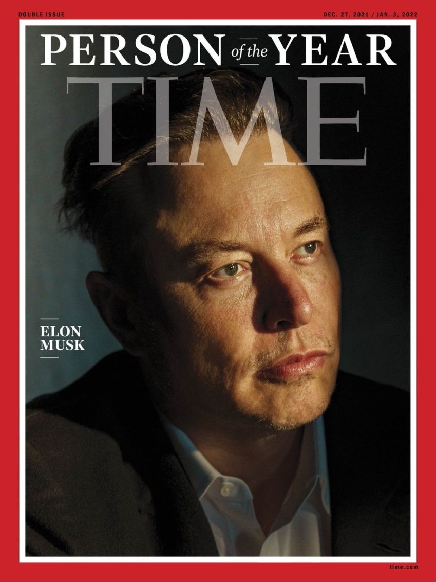 Elon Musk na capa da revista 'Time', escolhido 'Personalidade do Ano 2021' / Revista Time?Reprodução
