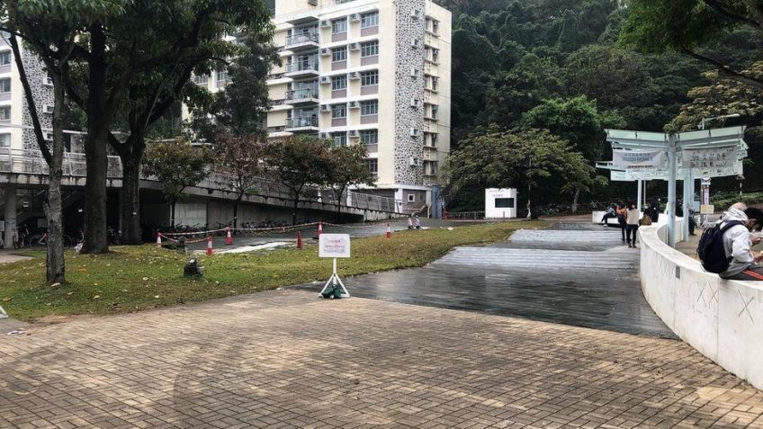 O local onde ficava a "Deus da Democracia" após sua retirada / Imprensa Estudantil da Universiade Chinesa de Hong Kong