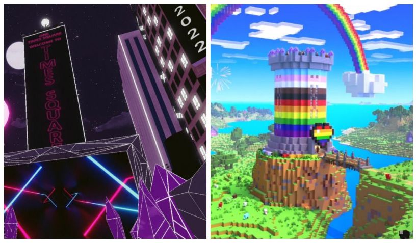 Construção no Decentraland e Minecraft  / Reprodução/@dRandiBentia/@facebook - @Minecraft/Instagram