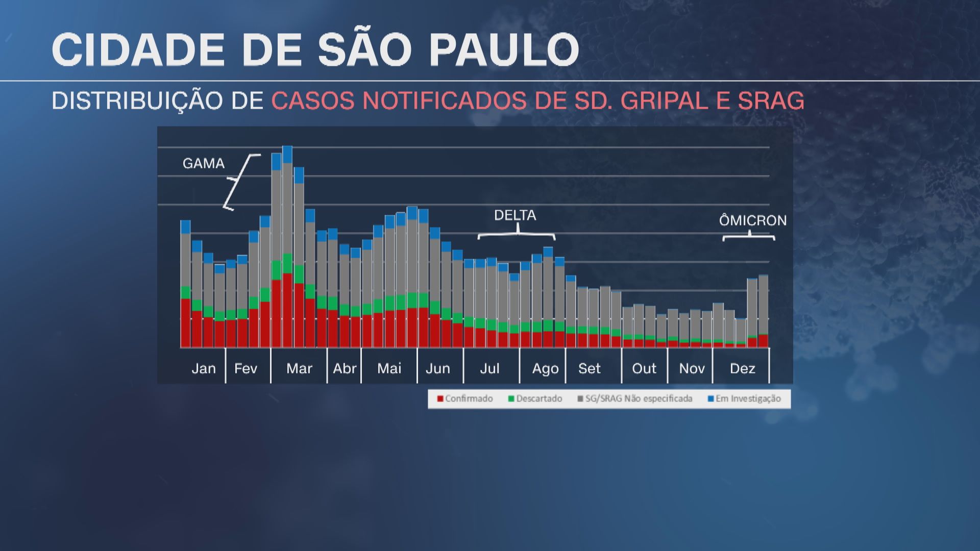 Distribuição de casos notificados de síndrome gripal e síndrome respiratória aguda grave na cidade de São Paulo em 2021. / CNNBrasil