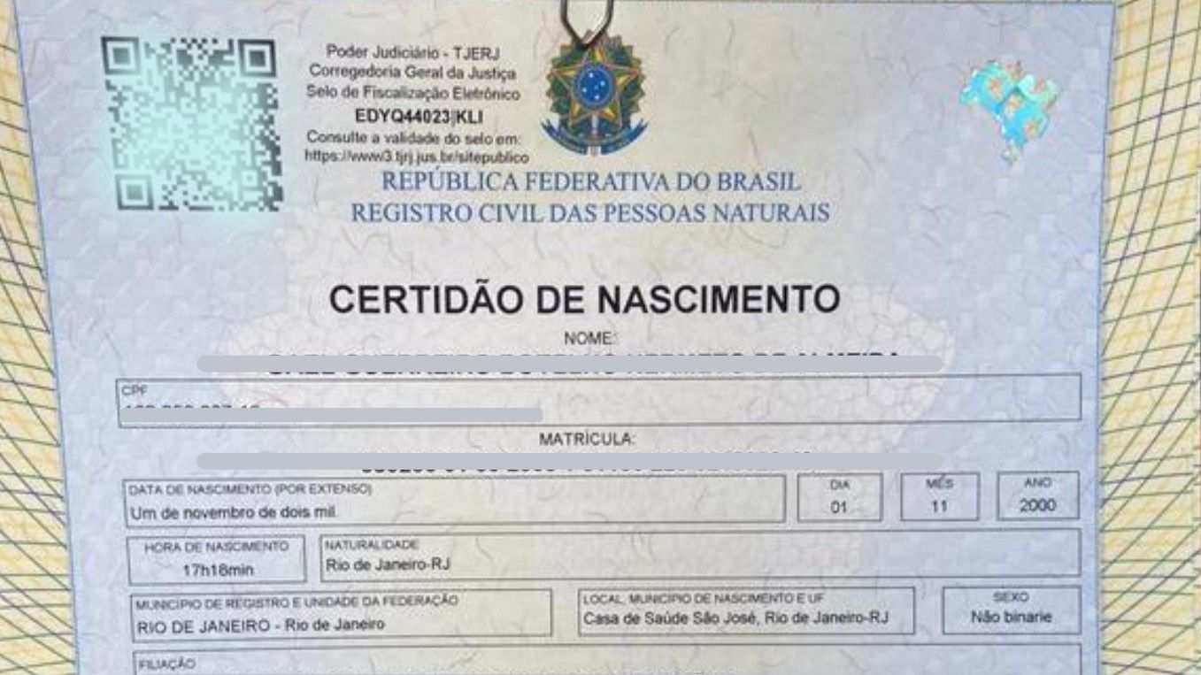 Certidão Não-binário