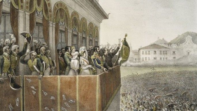 Quadro pintado por Debret que representa o Dia do Fico, quando, em 9 de janeiro de 1822, dom Pedro, então regente, decidiu contrariar as cortes portuguesas e permanecer no Brasil