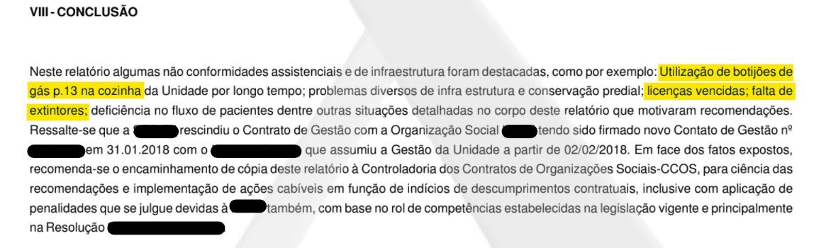 Documento revela problemas de infraestrutura em unidades hospitalares / Reprodução