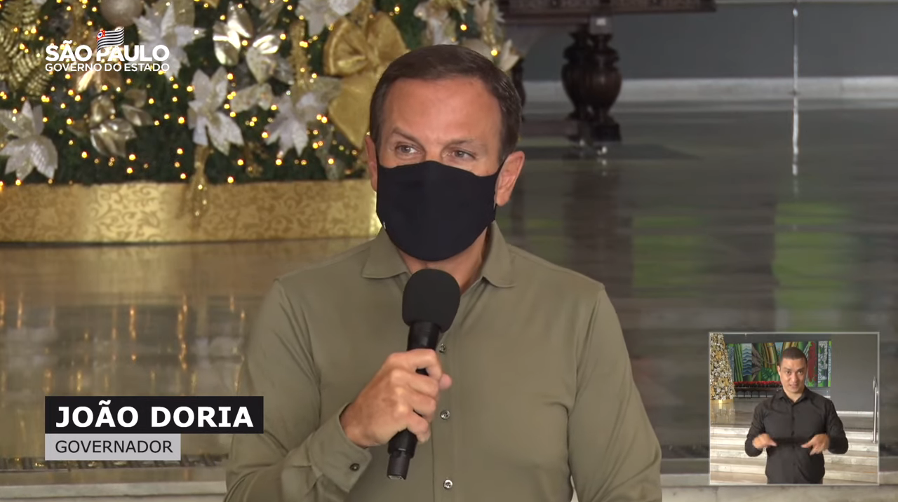 Governador João Doria em coletiva nesta quarta (5). / Governo de SP / Reprodução