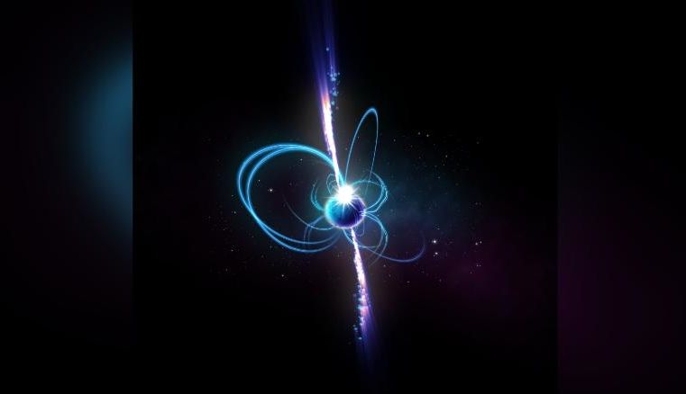 Ilustração de como o objeto pode parecer se for um magnetar, ou uma estrela de nêutrons incrivelmente magnética / ICRAR