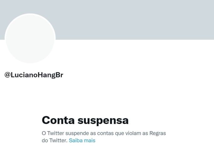 Página da conta de Luciano Hang após suspensão/Reprodução/Twitter