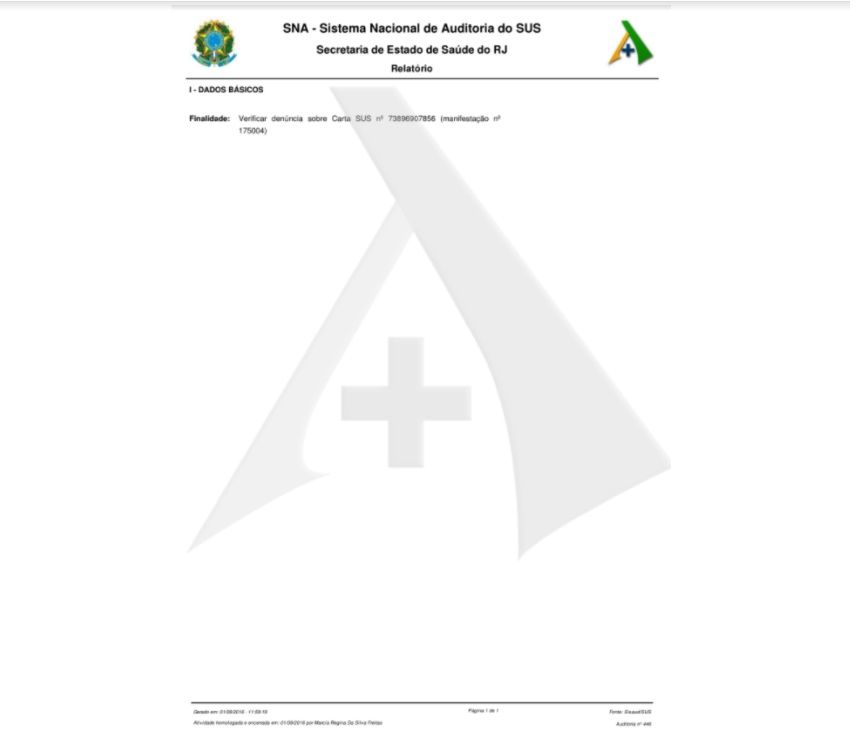 Relatórios de auditorias em branco / Reprodução