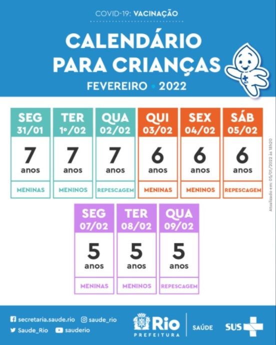 Calendário de vacinação de crianças no Rio de Janeiro / Divulgação/Prefeitura