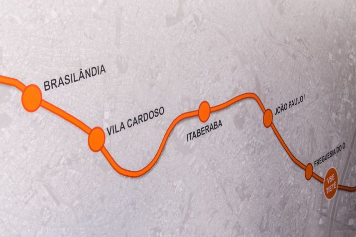 A Linha 6-Laranja do Metrô pretende ligar a região noroeste da cidade de São Paulo (Brasilândia) ao centro (São Joaquim). • Edson Lopes Jr/A2AD