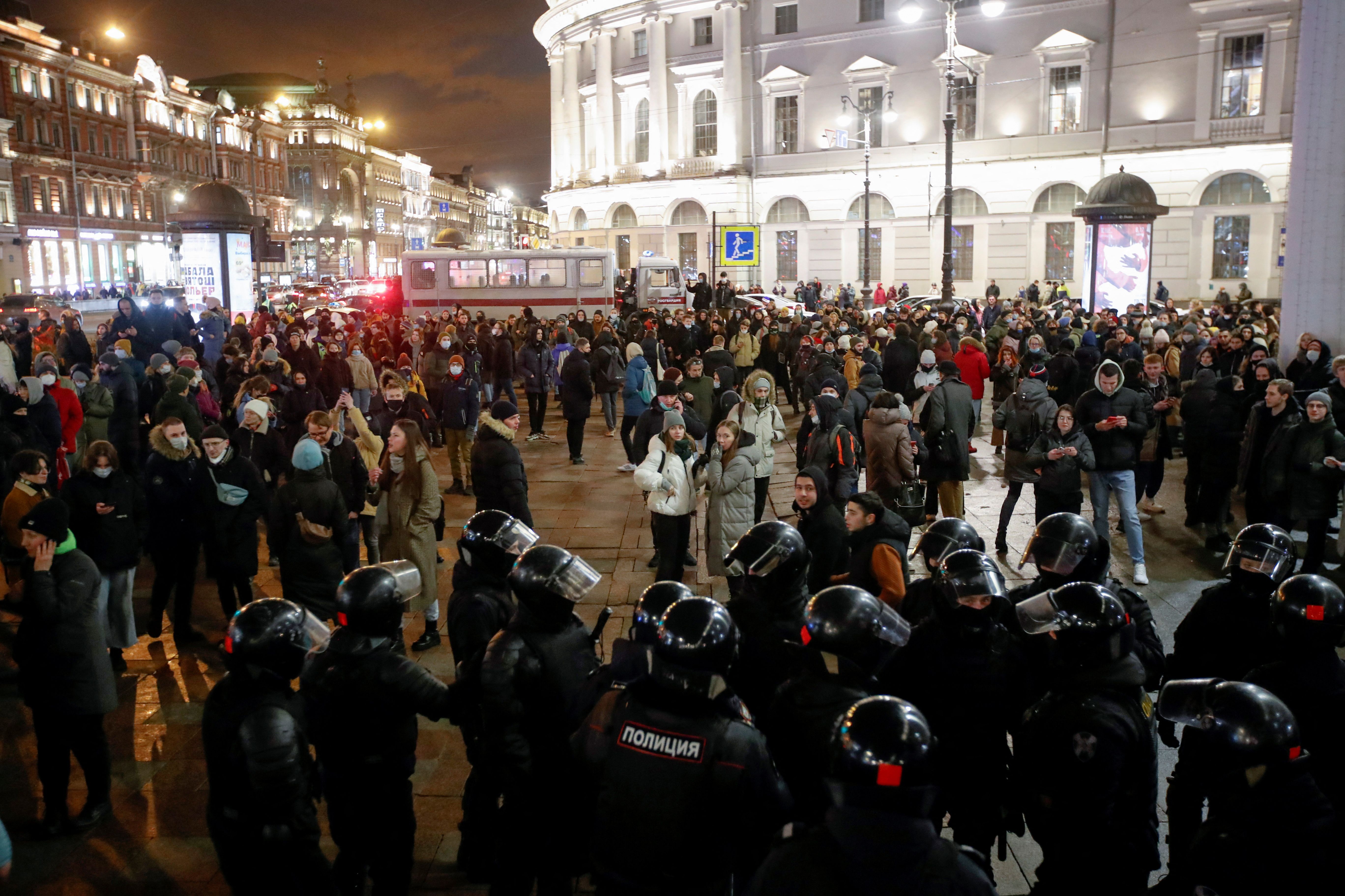 Protesto antiguerra em São Petersburgo