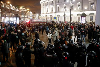 Protesto antiguerra em São Petersburgo