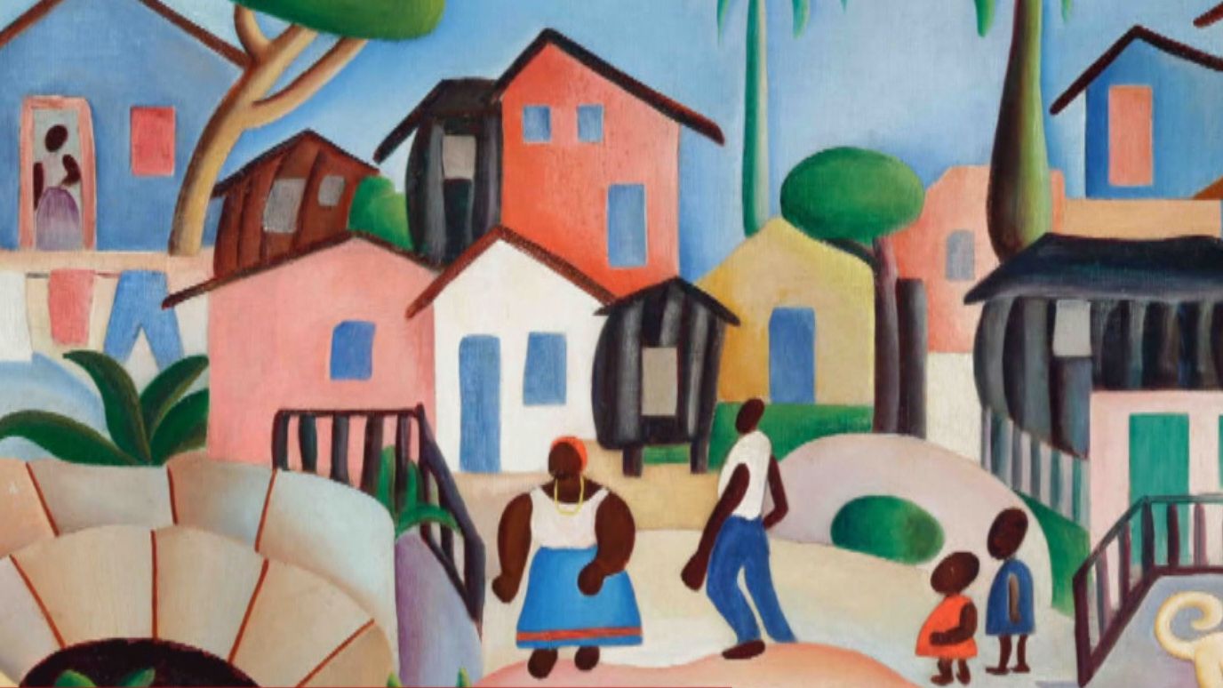 Reprodução do quadro "Morro da Favela" da Tarsila do Amaral