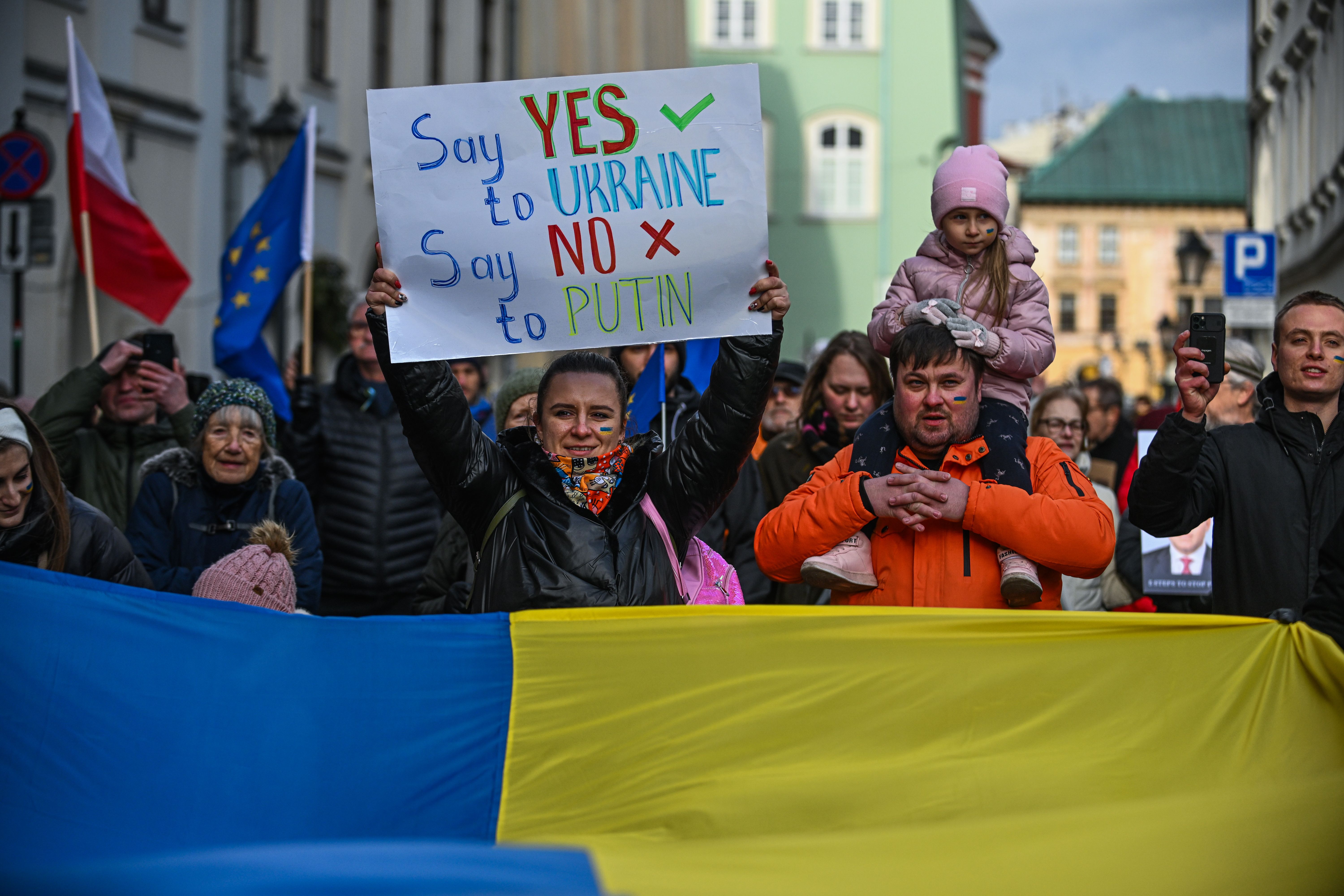 Ukrainians In Krakow Rally For Peace in Ukraine