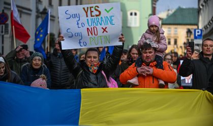Ukrainians In Krakow Rally For Peace in Ukraine