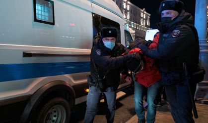 Protesto contra a guerra em Moscou, capital da Rússia