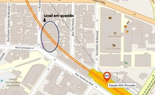 Mapa mostra o local do futuro empreendimento, que ficará bem acima da Linha 6-Laranja do metrô / Divulgação