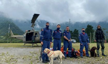 Imagem de destaque do post: Bombeiros de SC e cães farejadores de 8 estados chegam a Petrópolis para buscas