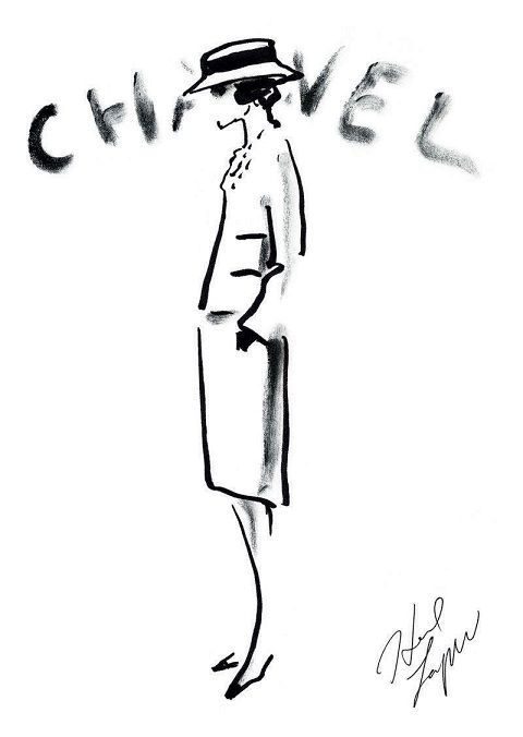Croqui de Karl Lagerfeld, que era estilista da marca/ Reprodução