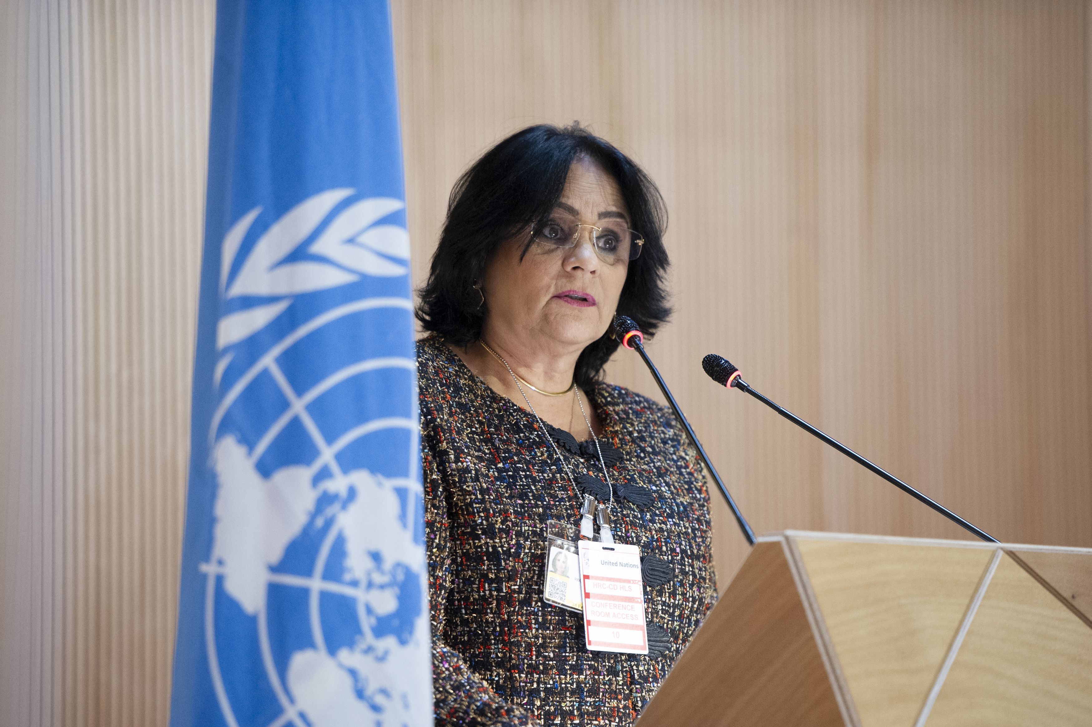 Ministra Damares Alves discursa em reunião do Conselho de Direitos Humanos da ONU em Genebra