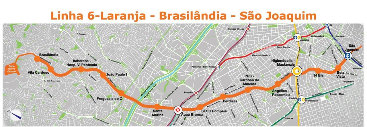 Previsão final da Linha 6-Laranja do metrô de São Paulo, de acordo com os planejamentos do governo do estado / Reprodução/Governo de SP