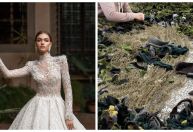 Marca ucraniana Milla Nova confecciona vestidos de noiva e coletes militares