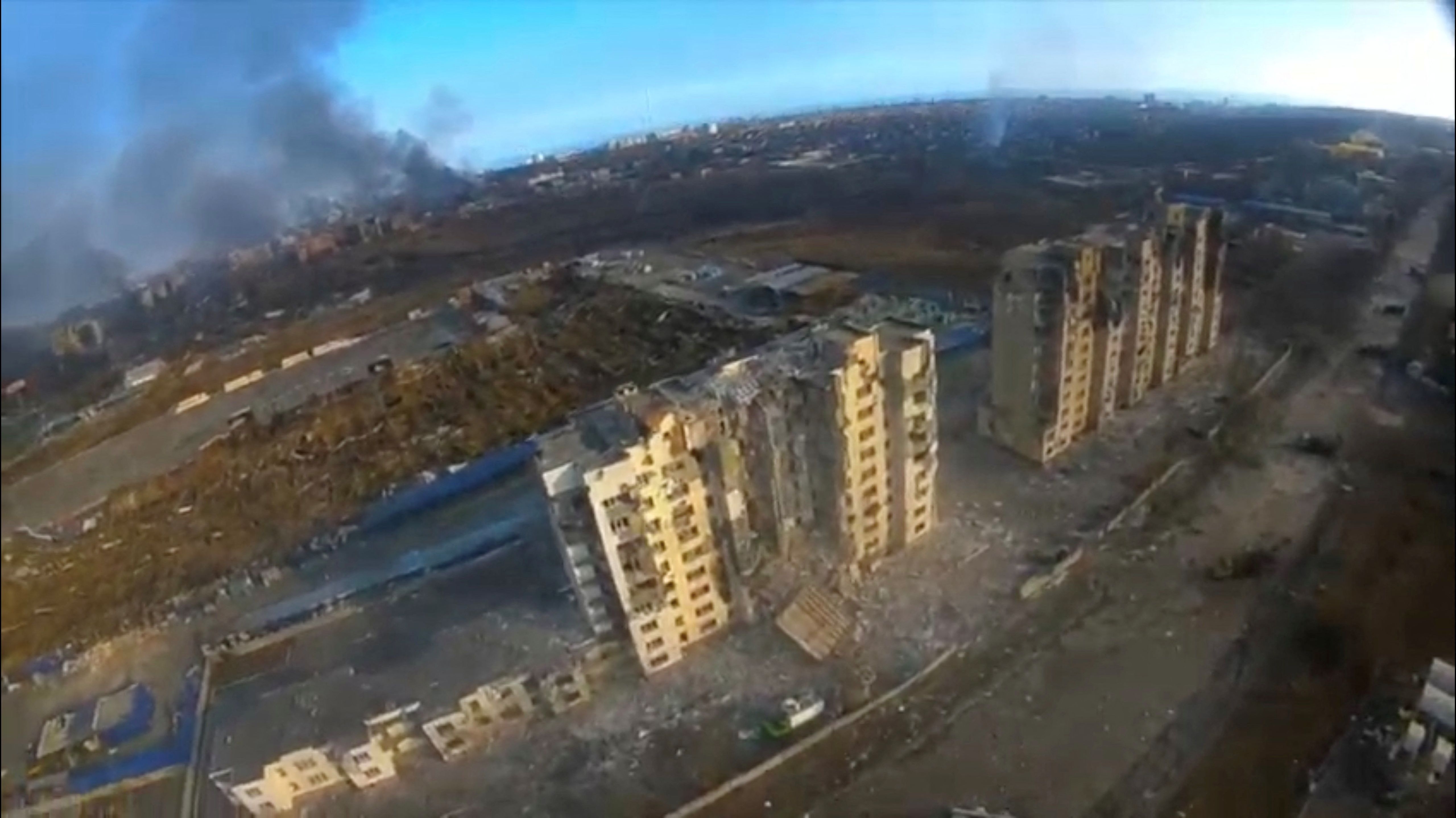 Estragos provocados pela guerra em Mariupol, na Ucrânia