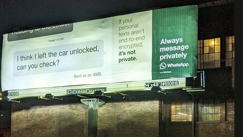 A nova campanha publicitária do WhatsApp alerta contra o uso de mensagens de texto não criptografadas/ Reprodução/ CNN