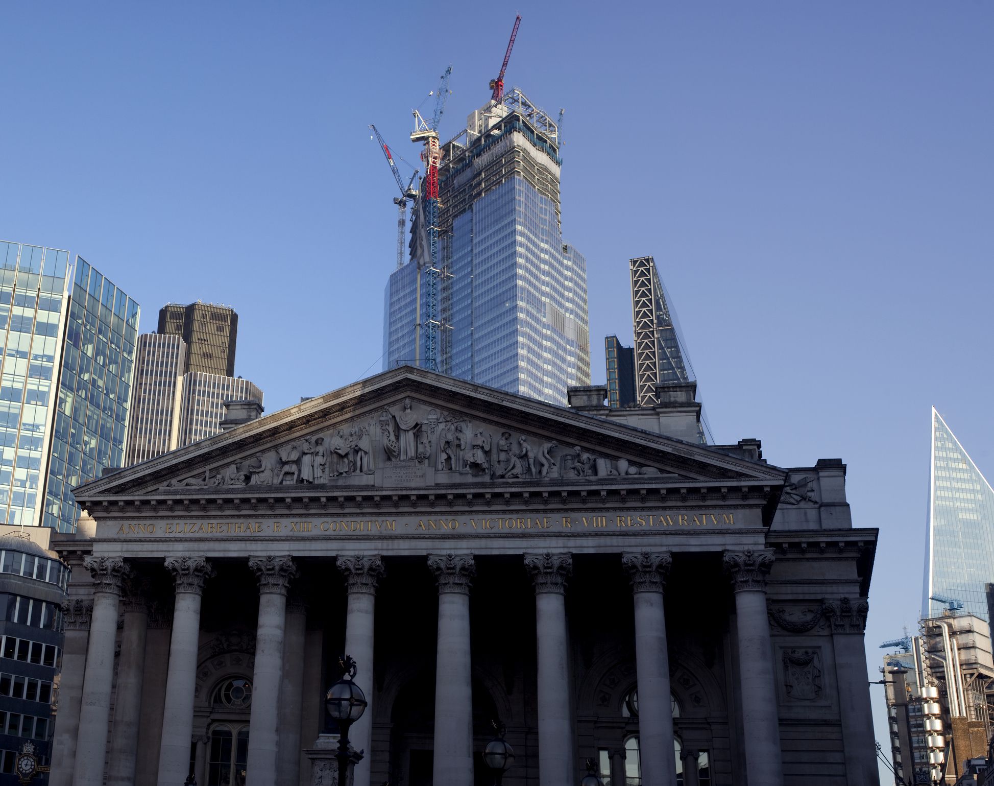 London UK. Royal Exchange. Financial district