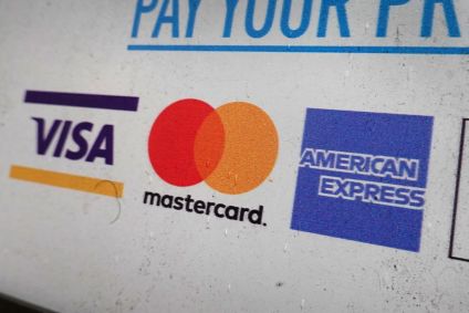 Logos das bandeiras Visa, Mastercard e American Express
