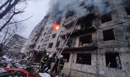 High-rise apartment building in Kyiv hit by Russian attack